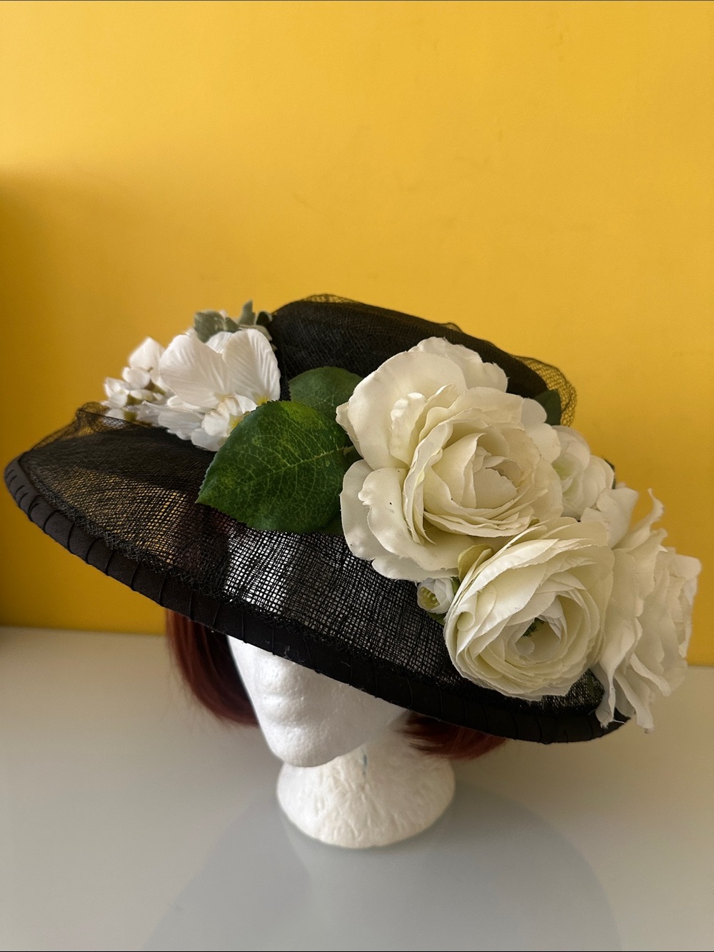 Laplein Vintage-style Black Sinamay Floral Wide-Brim Women's Hat Wedding Derby - Picture 16 of 16